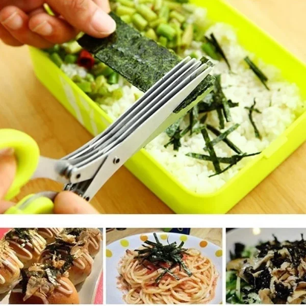 Muti-Layers Kitchen Scissors Stainless Steel Vegetable Cutter Scallion Herb Laver Spices cooking Tool Cut Kitchen Accessories - Image 2