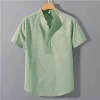 Men's Summer Short Sleeve Solid Color T-shirt Pocket Design Button Shirts Daily High Street Wear Simple Comfortable Style - Image 4