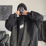 Sweatshirts for Man Hoodies Print Blue Men's Clothing Hooded Overfit Streetwear Designer Simple One Piece Welcome Deal Autumn