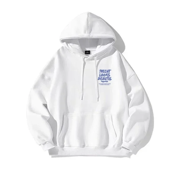 2024 Men's fashion casual long-sleeved hoodie hip hop sweatshirt Street hip hop hooded sweatshirt solid color printed coat - Image 3