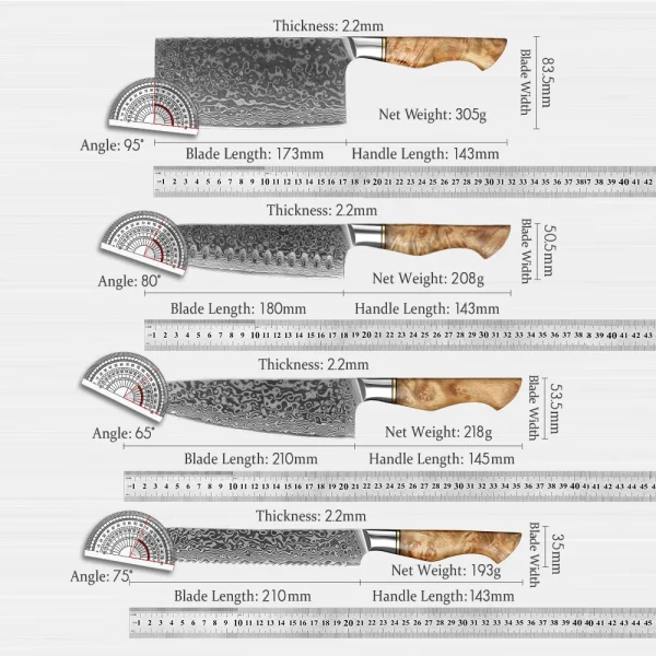 HEZHEN Kitchen Knife Set 1-7PC Damascus Steel knives Chef Knife Kitchen Accessories Professional Chef knives Cooking Tools - Image 6