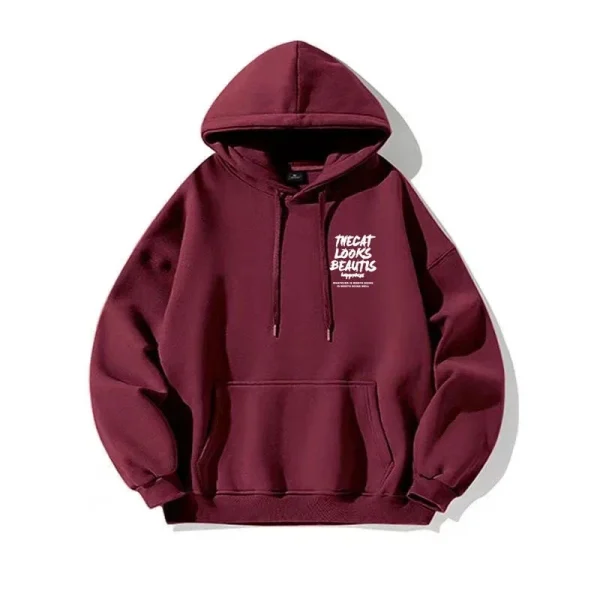 2024 Men's fashion casual long-sleeved hoodie hip hop sweatshirt Street hip hop hooded sweatshirt solid color printed coat - Image 6